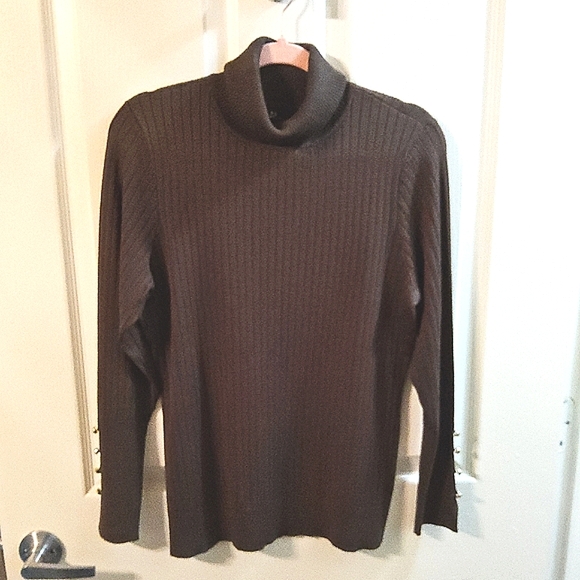 Rich Brown Ribbed Turtleneck Sweater with Slim Fit NWOT - Picture 1 of 1